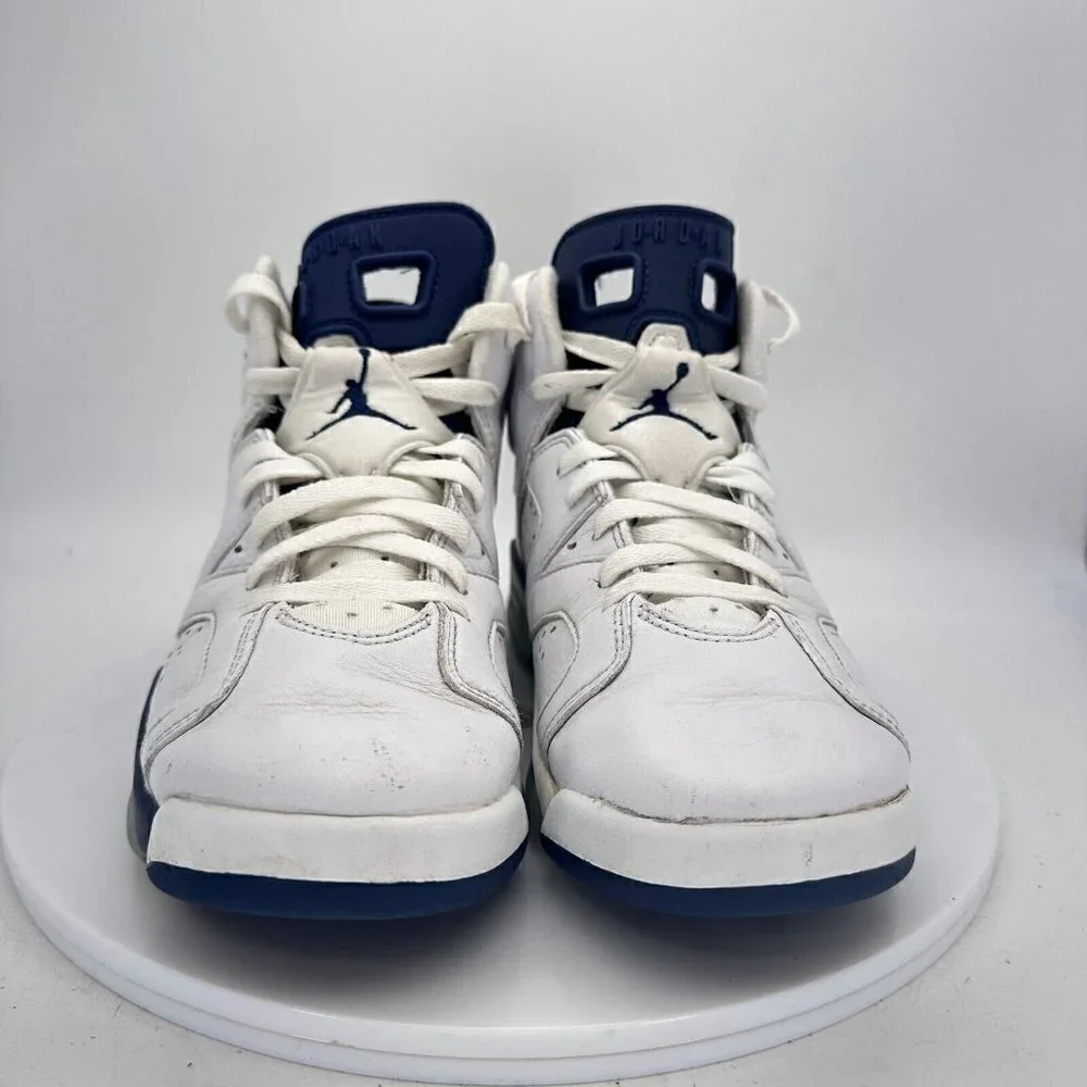Nike Air Jordan 6 Retro Midnight Navy White Youth Shoes 384665-141 Size 7Y